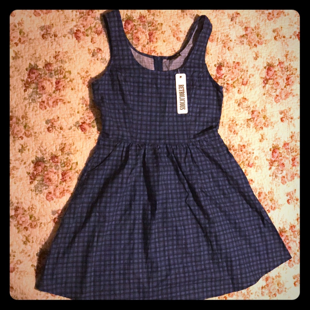 Blue Checkered Rockabilly Dress